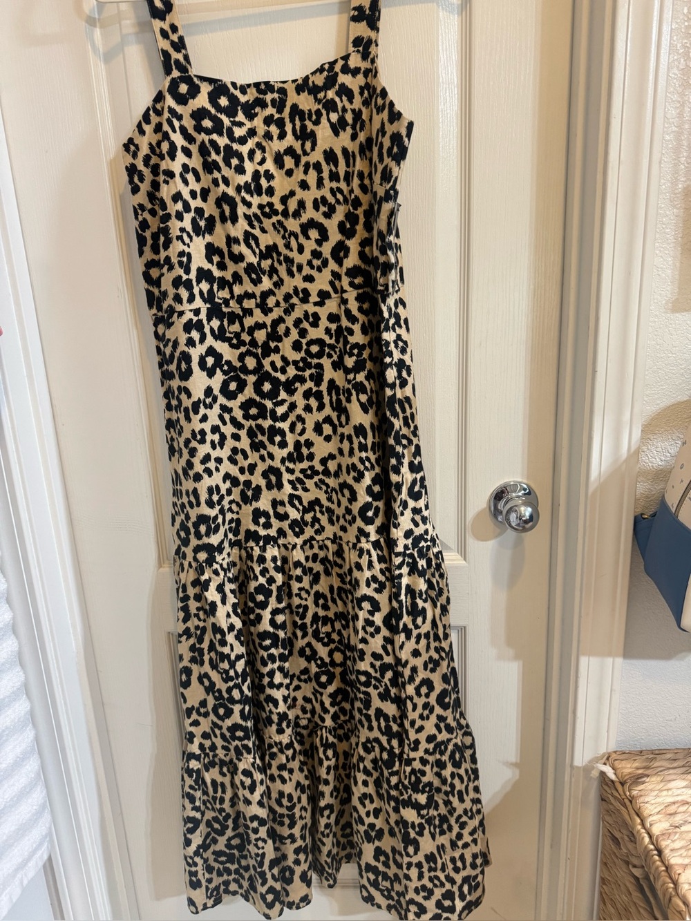 New York & Company Beige and Black Leopard Midi Dress